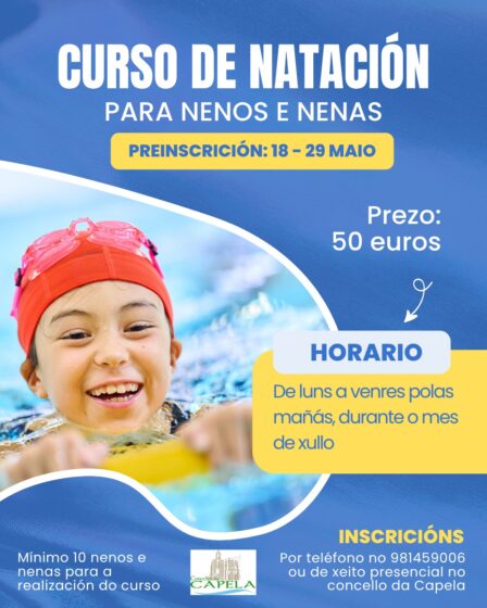 CURSO DE NATACIÓN PARA NENOS E NENAS. PREINSCRICIÓN DO 18 AO 29 DE MAIO.