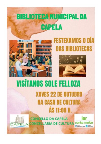 FESTEXAMOS O DÍA DAS BIBLIOTECAS  O XOVES 22 DE OUTUBRO NA CASA DA CULTURA ÁS 11:00 HORAS
